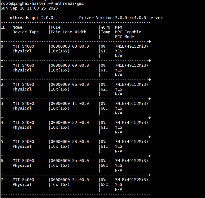 mthreads-gmi 查看 GPU